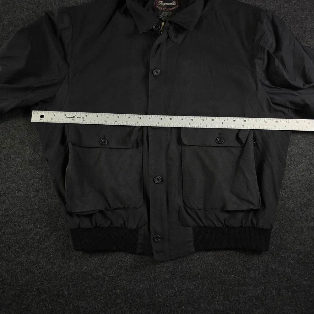 Vtg Faconnable Albert Goldberg Black Biswing Bomber Jacket Elbow Patches Men's L - Picture 5 of 16